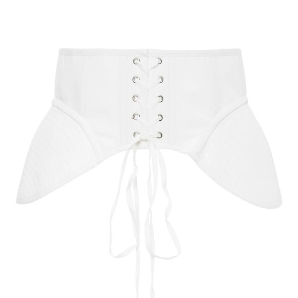 white lace up corset belt